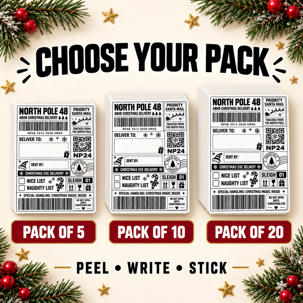 North Pole Christmas Delivery Sticky Labels – Personalised Santa Mail Gift Stickers