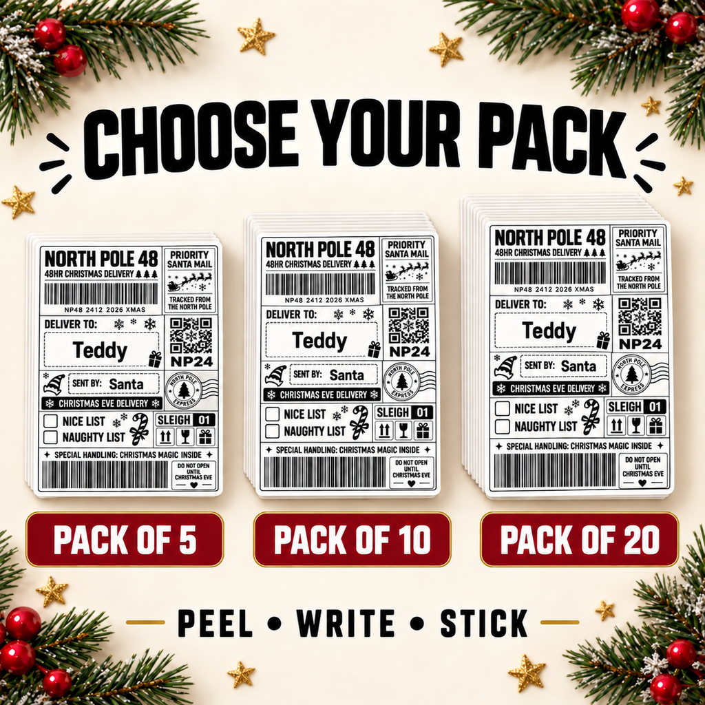 North Pole Christmas Delivery Sticky Labels – Personalised Santa Mail Gift Stickers
