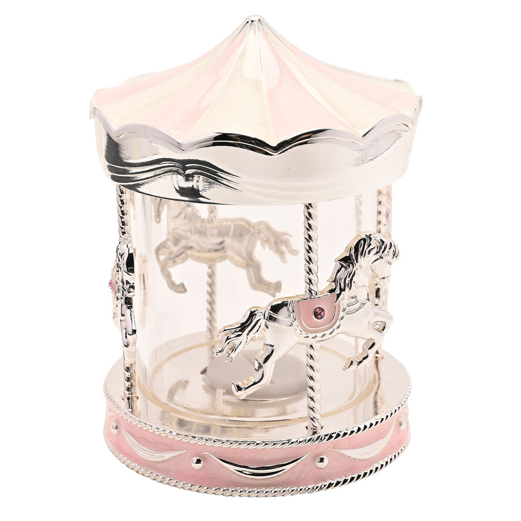 Bambino Silver Plated Money Box Carousel - pink