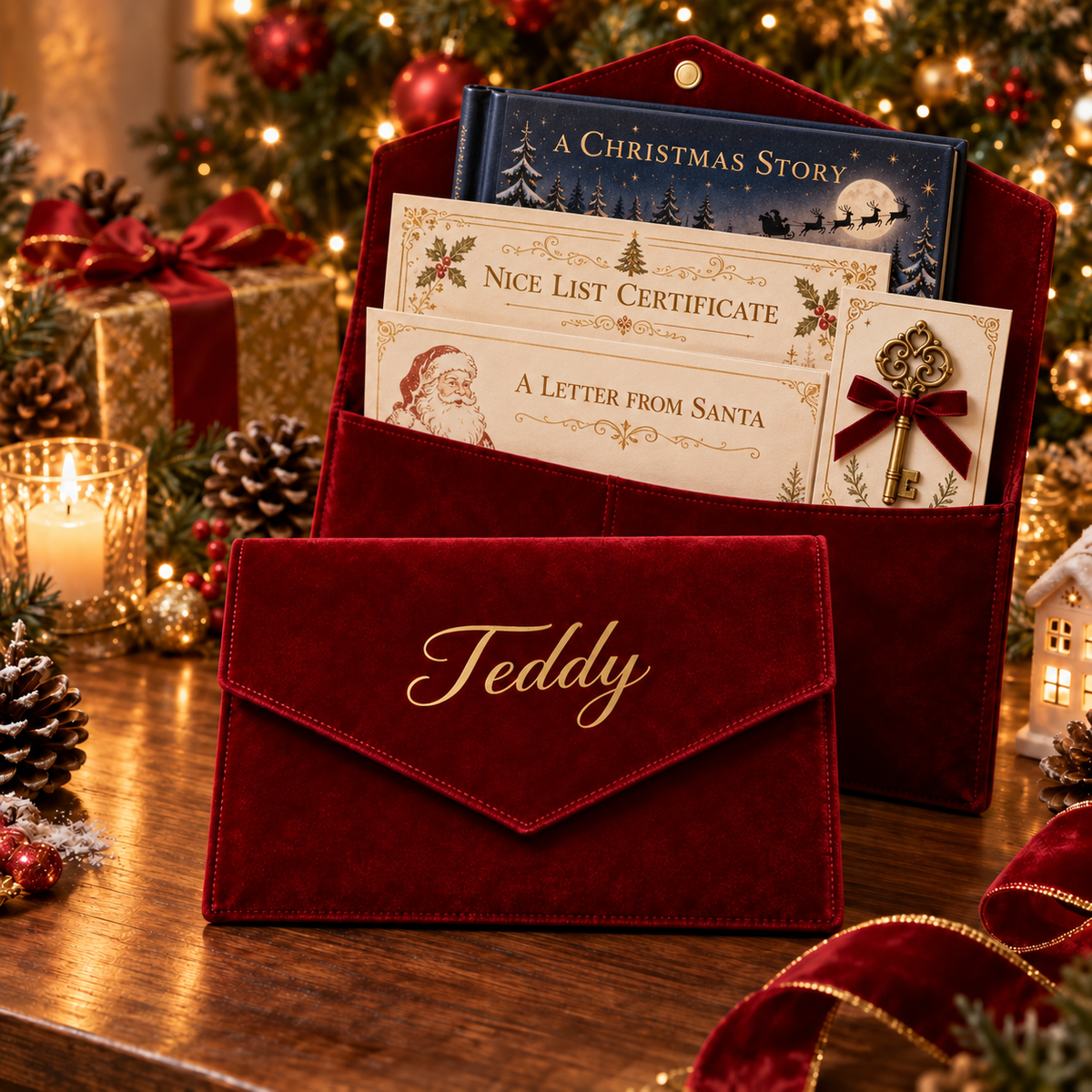 Personalised Santa’s Official Nice List Keepsake Pack – Christmas Book, Letter, Certificate & Magic Key – PRE-ORDER