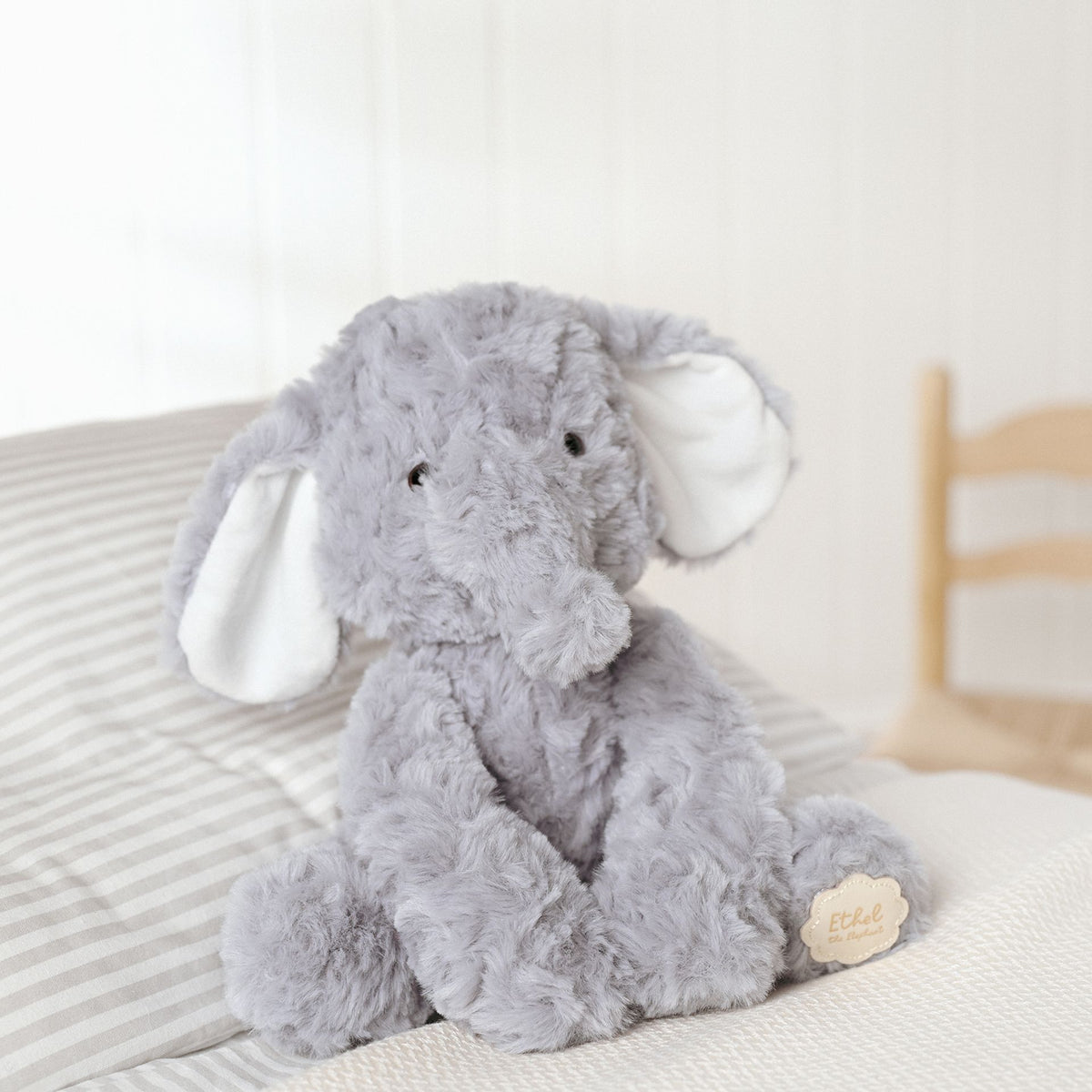 Ethel The Plush Sitting Grey Elephant 22 cm